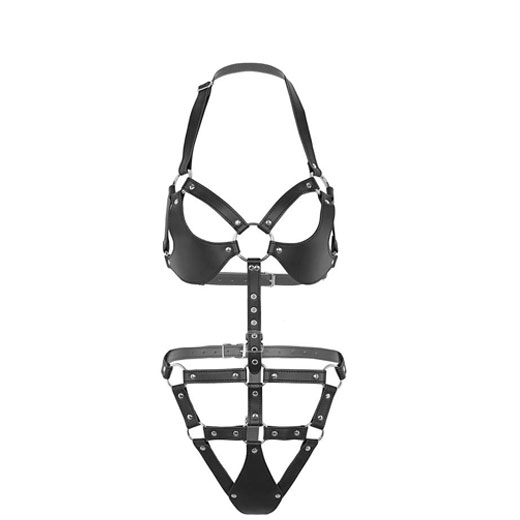Bondage Women Sexy Black Bodysuit Belt Chastity
