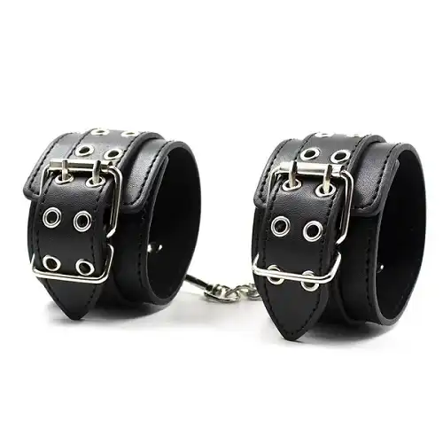 Fetish Black Leather Wrist Restraints Sexy Costume Cosplay Slave Hand Cuffs