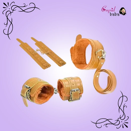 Yellow Luxury Dog Slave, Handcuff With Leg Spreader Ankle Cuffs Kit