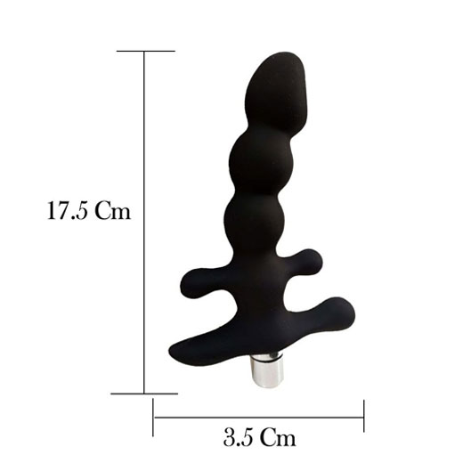 Black Vibrating Silicone Anal Plug