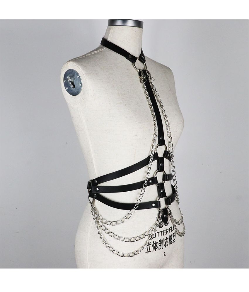 Women Sexy Leather Body Harness Bondage Chain Waist Belt Strap Corset Bustier