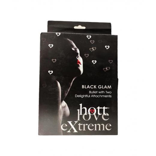 Black Glam Hot Love Extreme Bullet with Two Delightful Attachment