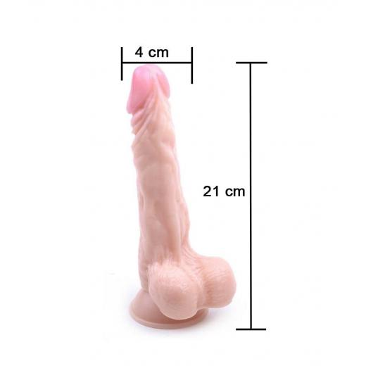 8.3 Inch Long Realistic Pink Head Dildo Penis With Balls