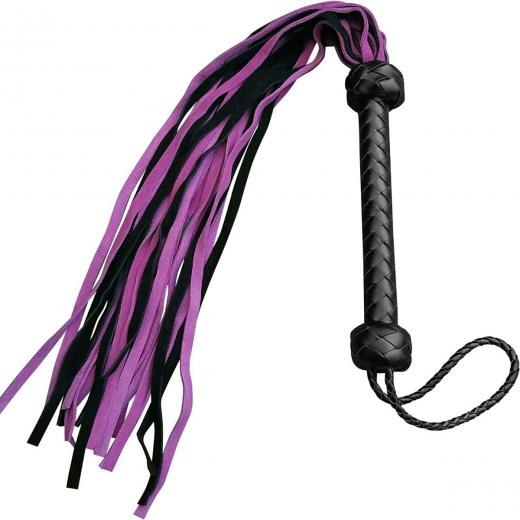 Black Faux Leather Flogger with Purple