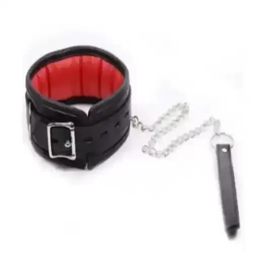Pu Leather collar and chain leash set