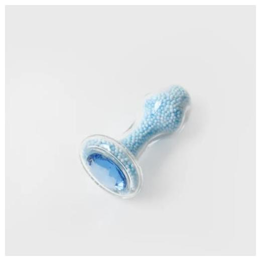 Pink & Blue Foam Beads Glass Dildos Masturbator G-spot Anal Butt Plug For Men Woman