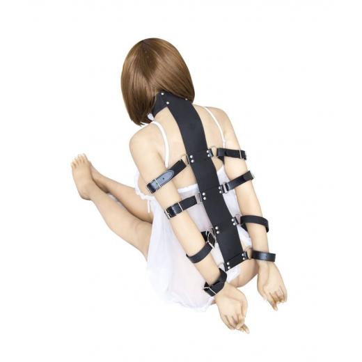 Leather Handcuffs Neck Sleeves Binding Back Tied Hands BDSM