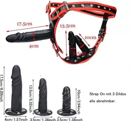 Lesbian 3 Removable Silicone Dildos Erotic Sex Toy Male and Female Chastity Belt