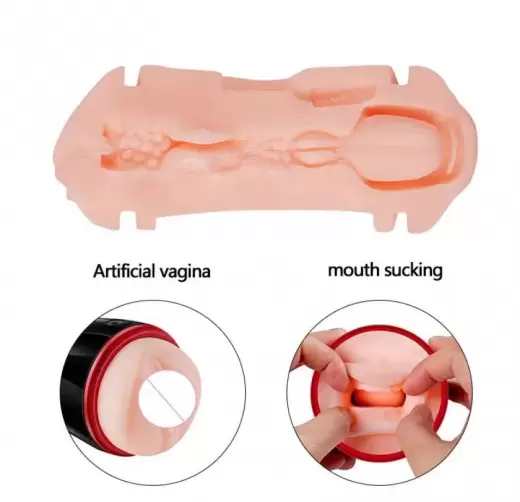 Double Vagina Male Masturbator Real Pussy Vibrator Sex Toys for Men