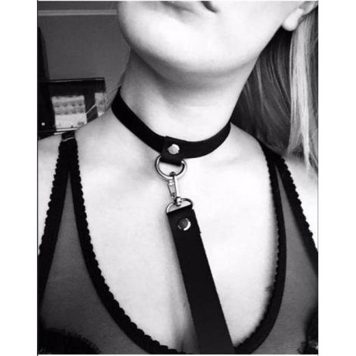 PU Leather BDSM Collar with Leash Fetish Bondage