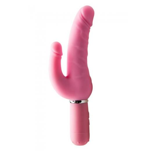 Pink Double Penetration Penis Shaped Dildo Vibrator