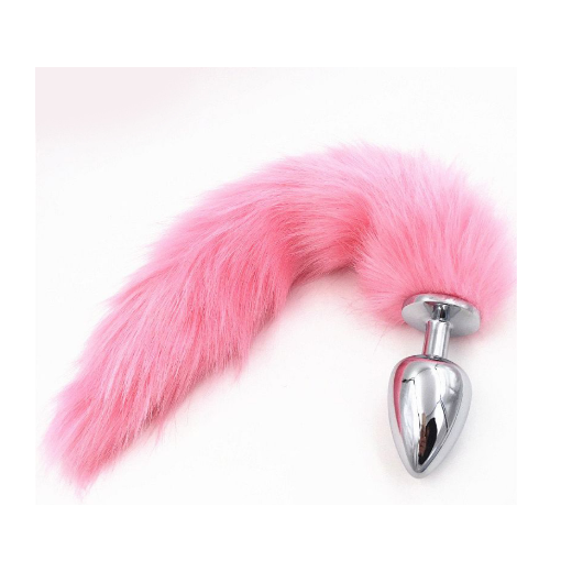 Pink tail butt plug fox tail bdsm