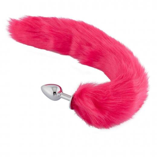 Red Fox Tail Stainless Steel Anal Plug