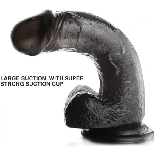 Realistic Jelly Dildo Adult Toy Black Dildo with Strong Suction With Belt