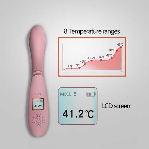 41.2 C Intelligent Vibrator Wand Multiple Tongues G Spot Rabbit Vibrator LCD Screen Heated Sex Toy for Woman