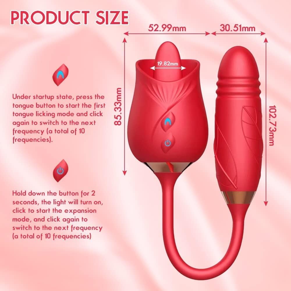 Multispeed Rose Clit Licking vibrator With Dildo