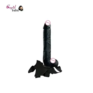 10 Inch Phantom Black Dildo Suction With Belt