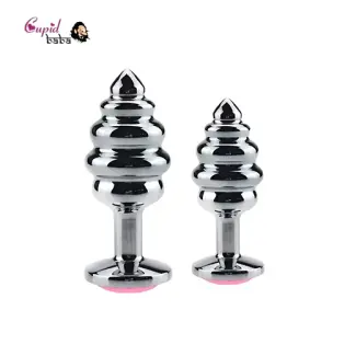 2pcs Spiral Metal Anal Prostate Jewelry Butt Plug