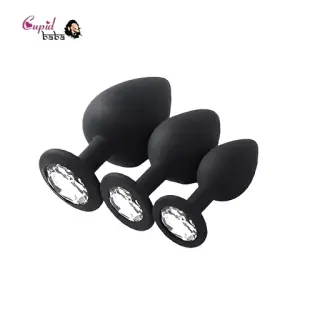 3 Pcs 3 Size Silicone Jeweled Anal Butt Plugs Anal Trainer Toys