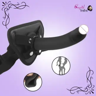 6 Inch Curved with Suction Cup Flexible Smooth Silicone Anal Dildo With Belt