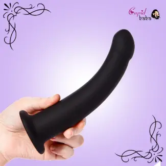 6 Inch Curved with Suction Cup Flexible Smooth Silicone Anal Dildo for Men and Women