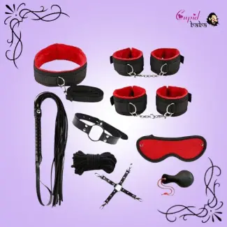 9Pcs Luxury Black/Red BDSM Kit
