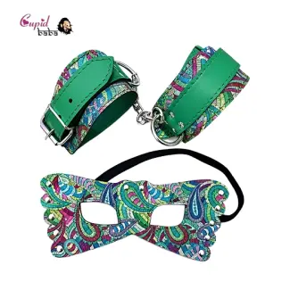 Adjustable Colorful Wrist Cuffs and Blindfold Set