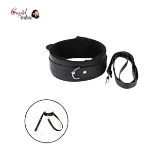Black Collar with Leash Fetish BDSM Dog Slave