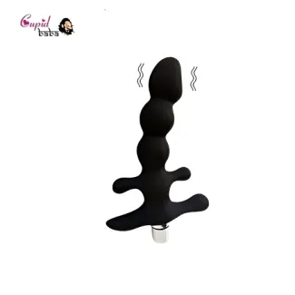Black Vibrating Silicone Anal Plug