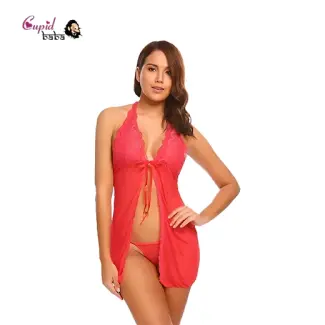 Bridal Babydoll with Thong in Red