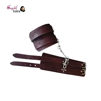 Burgundy Double Buckle Handcuffs