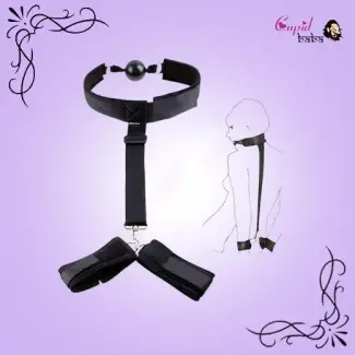 Collar Ring Mouth Gag & Handcuffs Restraints