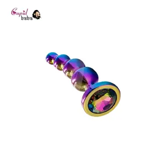 Colorful Curved 4 Bead Stimulating Unisex Butt Plug