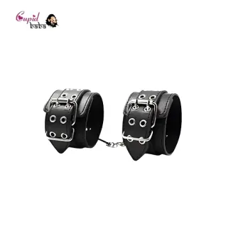 Fetish Black Leather Wrist Restraints Sexy Costume Cosplay Slave Hand Cuffs