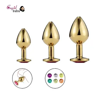 Golden 3 Pcs Luxury Round Shaped Anal Butt Plug
