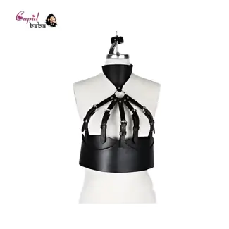 Leather Belt Harness Bust Body Garters Bondage Choker
