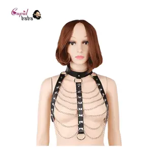 Leather Body Harness Chain Bra Bralette