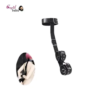 Leather Neck Collar to Hand Restraint Wrist Cuffs Slave Harness Bondage Adult Fetish