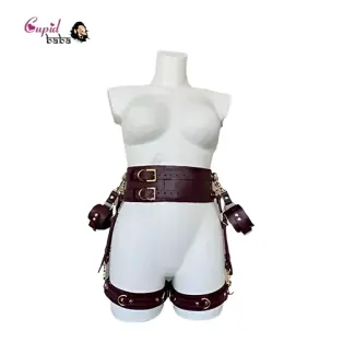 Leather Thigh Harness Set With Waist and Handcuffs