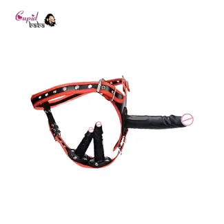 Lesbian 3 Removable Silicone Dildos Erotic Sex Toy Male and Female Chastity Belt