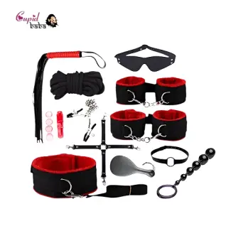 Luxury 12 Pcs Leather Bdsm Bondage Kit