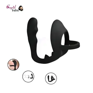 Male Prostate Massager with Dual Penis Cock Ring