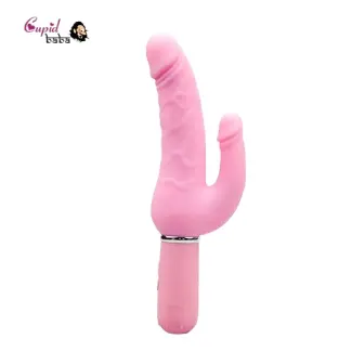 Pink Double Penetration Penis Shaped Dildo Vibrator