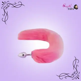 Pink tail butt plug fox tail bdsm