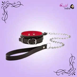 Pu Leather collar and chain leash set