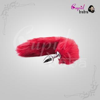 Red Fox Tail Stainless Steel Anal Plug