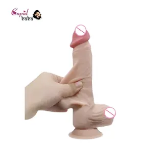 Realistic Dildo with Moving Foreskin & Dual Layered