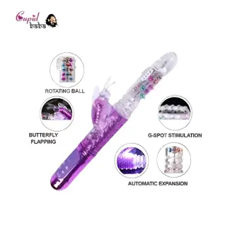 Rechargeable Butterfly Rabbit Vibrator with Rotating & Thrusting Beads