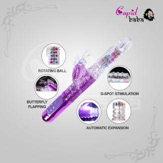 Rechargeable Butterfly Rabbit Vibrator with Rotating & Thrusting Beads