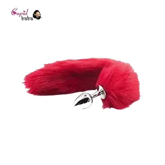 Red Fox Tail Stainless Steel Anal Plug
